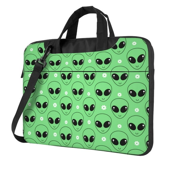 Lsque alien cartoons Pattern Laptop Bag – Portable & Slim Single-Shoulder Computer Case with Adjustable Strap, Protective, Lightweight for 13”/14”/15.6” Laptops