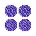 thumbnail image 1 of Lsque blue Skull purple flower1 Pattern 4" Drink Coasters Set of 4, PVC Leather Absorbent Coasters, Table Coaster Set Decorative Coffee Cup Coasters Housewarming Gift -Octagon, 1 of 6