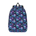 Lsque blue daisy Skull flower Pattern Canvas Daypack, Durable Backpack