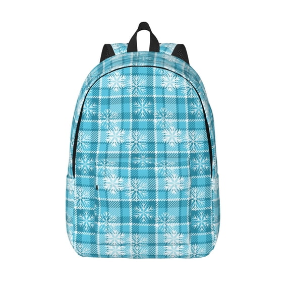Lsque blue plaid Snowflake Pattern Canvas Daypack, Durable Backpack, High-quality Versatile Backpack,Vintage Compact Backpack-Small