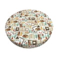 thumbnail image 1 of Lsque books Pattern Round Bar chair cushion covers Velvet Fabric Premium Comfort Protects from Scratches and Stains for 14-17 Inch Chair-12 inch, 1 of 7