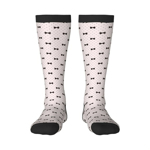 Lsque bow on polka dots Printed Crew Socks Men's Women's LightWeight Thin Casual Calf Socks ,Knee High Socks,Cotton Socks