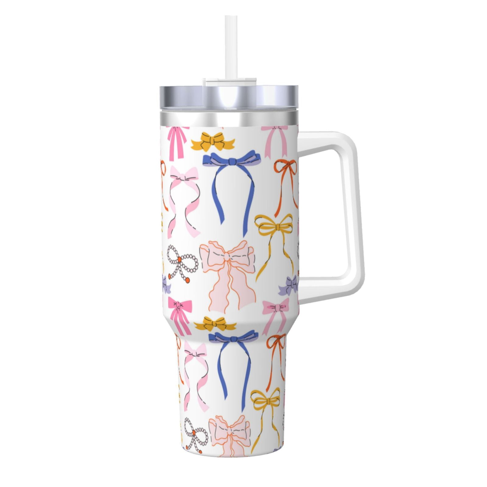 Lsque bow ribbons Pattern 40 OZ Ice Bully Cup with Handle and Straw ...