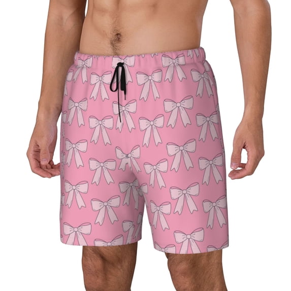 Lsque bows Pattern Swim Trunks- Bathing Suit Compression Liner - Beach Swim Shorts Swimwear - (S-3XL) - Stretch Quick Dry-3X-Large