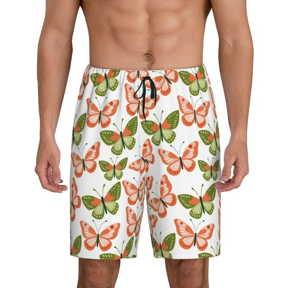 Lsque butterfly Pattern Mens Sleep Pajama Shorts,Short Pajama Pants, Cotton Ultra-Soft Knit-Small