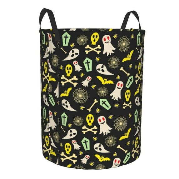 Lsque cartoon Skull spider web pattern Laundry Hamper Basket, Tall Woven Rope Hamper Basket for Clothes, Lightweight Storage Basket, Collapsible Waterproof-Medium