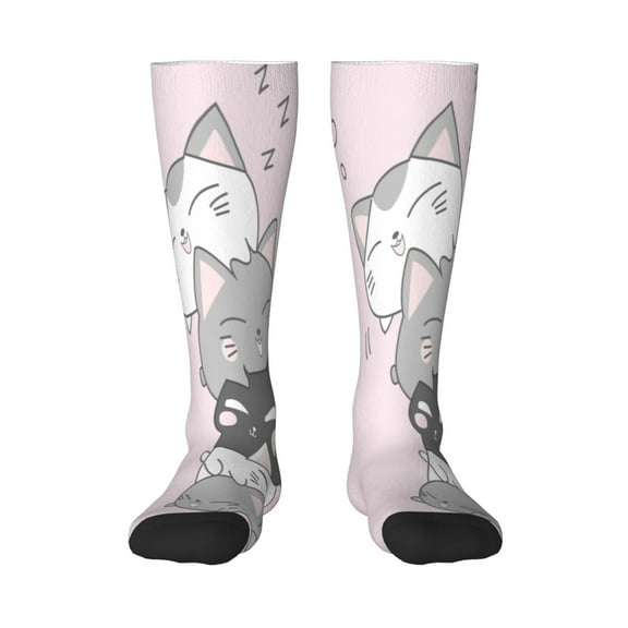 Lsque cat Printed Crew Socks Men's Women's LightWeight Thin Casual Calf Socks ,Knee High Socks,Cotton Socks