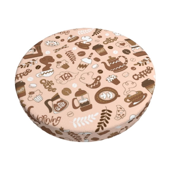 Lsque coffee tea pots Pattern Round Bar chair cushion covers Velvet Fabric Premium Comfort Protects from Scratches and Stains for 14-17 Inch Chair-12 inch