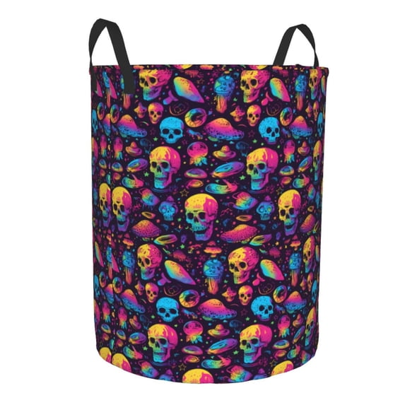 Lsque colorful Skull Retro pattern Laundry Hamper Basket, Tall Woven Rope Hamper Basket for Clothes, Lightweight Storage Basket, Collapsible Waterproof-Small