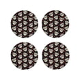 thumbnail image 1 of Lsque colorful Skull dog flower Pattern 4" Drink Coasters Set of 4, PVC Leather Absorbent Coasters, Table Coaster Set Decorative Coffee Cup Coasters Housewarming Gift -Round Shape, 1 of 6
