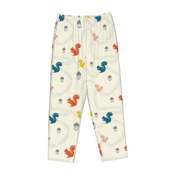 Lsque colorful Squirrel Nuts Print Women's Pajama Pants, Lounge Pant - Comfortable Home Wear,Elastic Waistband, Stylish Design-Medium