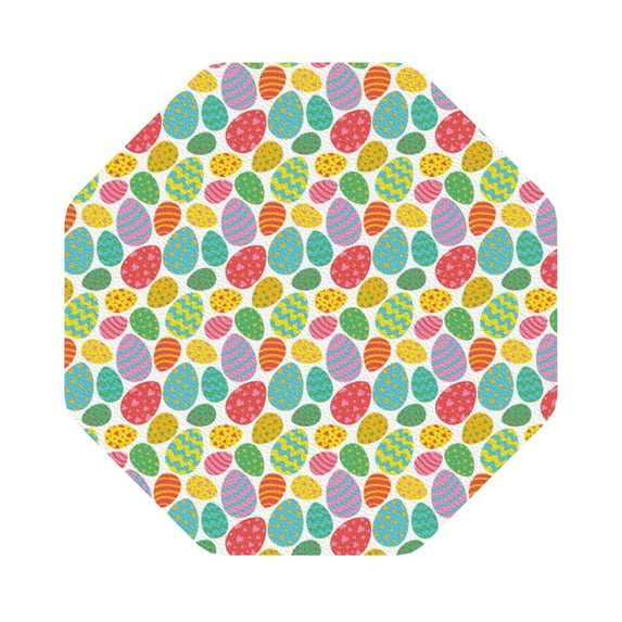 Lsque colorful easter eggs Pattern 4" Drink Coasters Set of 6, Leather Absorbent Coasters, Table Coaster Set Decorative Coffee Cup Coasters Housewarming Gift,Octagon