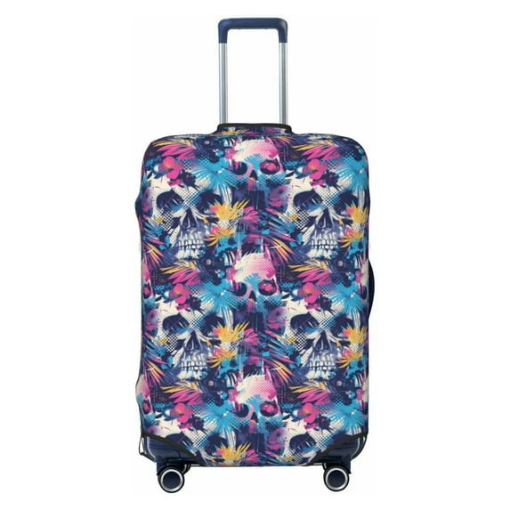 Lsque cool Skull colorful Printed Luggage Cover, Travel Luggage Protector,Scratch and Dirt Resistant, Fits 18-32 Inch Luggage - Large