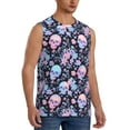 thumbnail image 1 of Lsque cool Skull flower Print Men's Cotton Blend Sleeveless Muscle Shirts (S-3XL)- Moisture Wicking, Odor Protection, UPF 30+,Large, 1 of 8