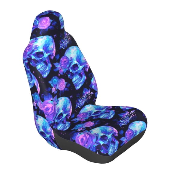 Lsque cool crystal Skull flower Pattern Car Seat Covers for Front Seats , Waterproof Seat Covers for Cars, Sporty Front Seat Covers,Car Seat Cover Protector Front Seats
