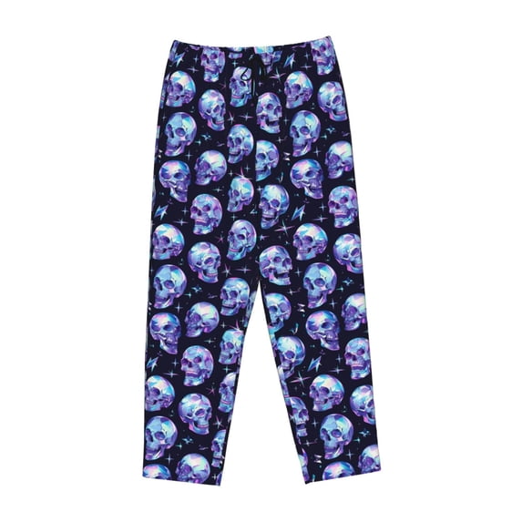Lsque crystal Skull Print Women's Pajama Pants, Lounge Pant - Comfortable Home Wear,Elastic Waistband, Stylish Design-X-Large