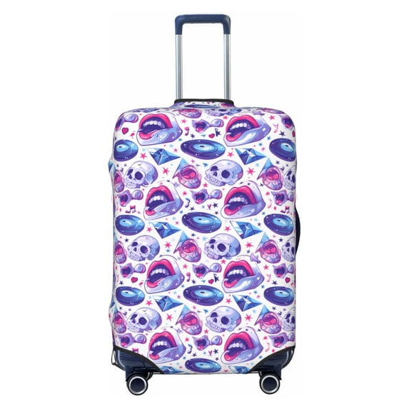 Lsque crystal Skull record lips Printed Luggage Cover, Travel Luggage Protector,Scratch and Dirt Resistant, Fits 18-32 Inch Luggage - Large