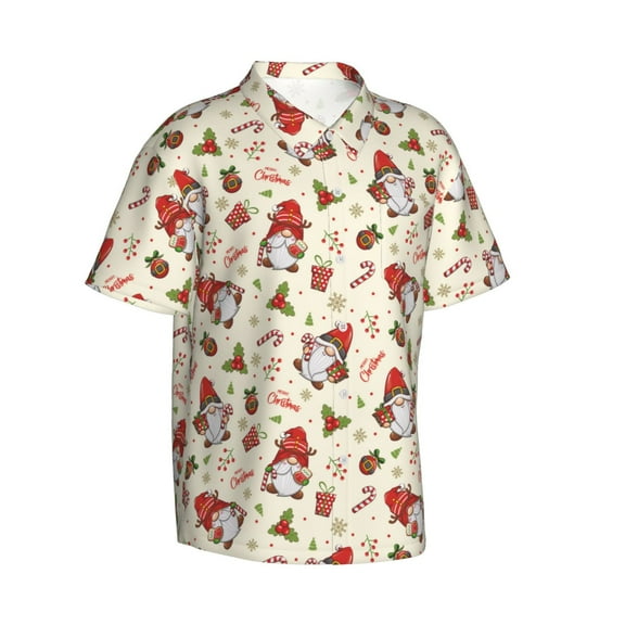 Lsque cute Santa with Gifts pattern Hawaiian Shirt for Men, Unisex Summer Beach Casual Short Sleeve Button Down Shirts-Small