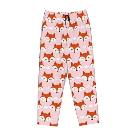 Lsque cute fox pink Print Women's Pajama Pants, Lounge Pant - Comfortable Home Wear,Elastic Waistband, Stylish Design-Large
