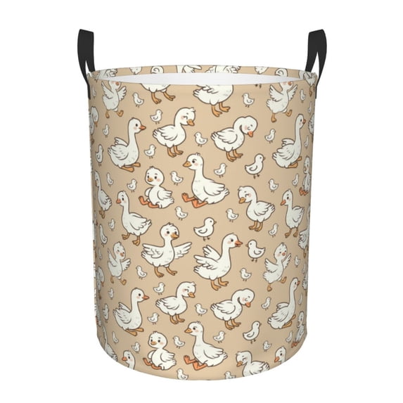 Lsque cute geese and chicks Pattern Laundry Hamper Basket, Tall Woven Rope Hamper Basket for Clothes, Lightweight Storage Basket, Collapsible Waterproof-Medium