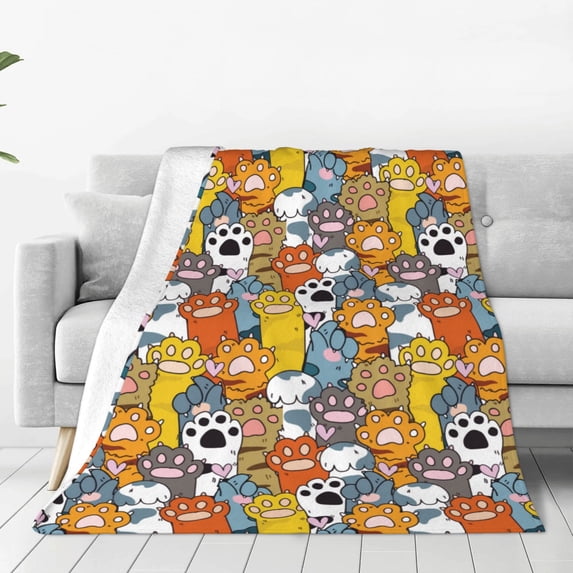 Lsque cute paw Pattern Fuzzy Fleece Throw Blanket Extra Large,Super Soft,Fluffy and Warm Blankets for Couch,Bed,All Season Use-40"x30"