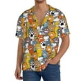 thumbnail image 1 of Lsque cute paw Print Men's Cuban Collar Short Sleeve Shirt Summer Beachwear Casual Button Down Fashionable Vacation Leisure Shirt-XX-Large, 1 of 5