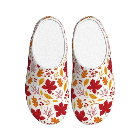 Lsque fall laef Maple Pattern Womens Comfort Cotton on Scuff With Memory Foam and Anti-skid Sole Slipper-42/43
