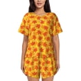 thumbnail image 1 of Lsque fall retro maple leaf Women's Short-Sleeved Pajama Set - 2 Piece Soft and Lightweight Sleepwear Set-Large, 1 of 9