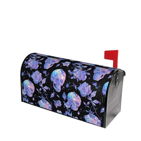 Lsque flower Skull crystal Mailbox Cover Standard Size ,Magnetic Mailbox Covers Post Wraps Letter Box Cover -21x18 in