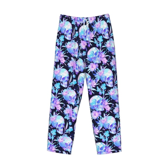 Lsque flower Skull star Print Men's Pajama Pants, Lounge Pant - Comfortable Home Wear,Elastic Waistband, Stylish Design-XX-Large