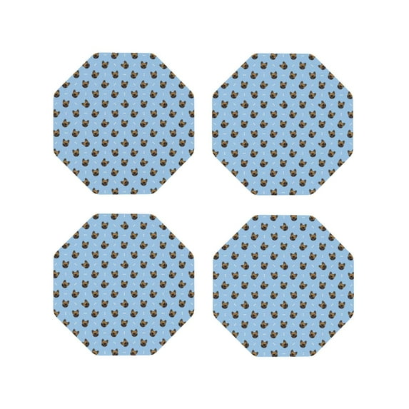 Lsque french Bulldog Face Pattern 4" Drink Coasters Set of 4, PVC Leather Absorbent Coasters, Table Coaster Set Decorative Coffee Cup Coasters Housewarming Gift -Octagon