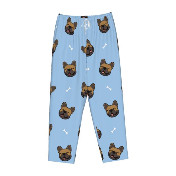Lsque french Bulldog Face Print Women's Pajama Pants, Lounge Pant - Comfortable Home Wear,Elastic Waistband, Stylish Design-Medium