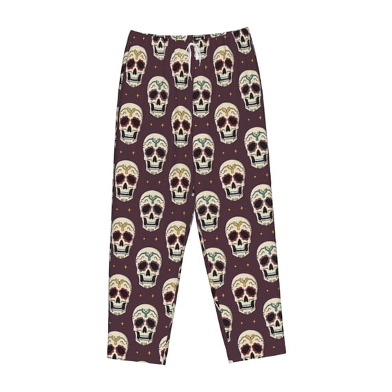 Lsque funny Skull star Print Women's Pajama Pants, Lounge Pant - Comfortable Home Wear,Elastic Waistband, Stylish Design-X-Large