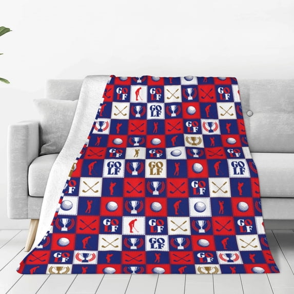 Lsque golf Pattern Fuzzy Fleece Throw Blanket Extra Large,Super Soft,Fluffy and Warm Blankets for Couch,Bed,All Season Use-40"x30"