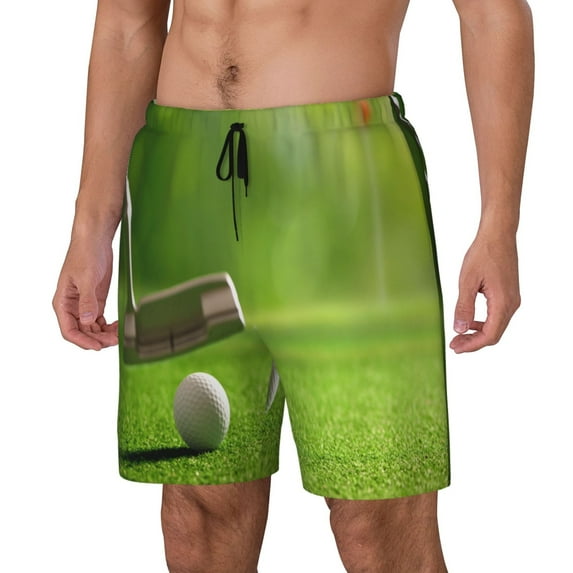 Lsque golf ball after putting to the golf hole Pattern Swim Trunks- Bathing Suit Compression Liner - Beach Swim Shorts Swimwear - (S-3XL) - Stretch Quick Dry-X-Large