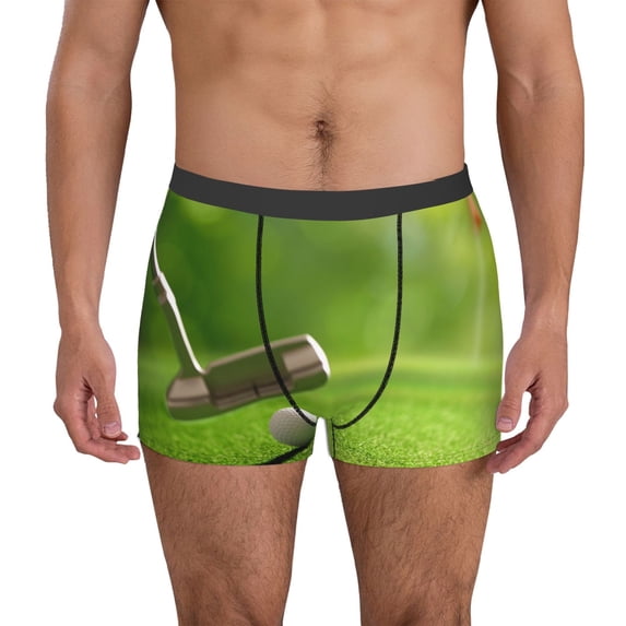 Lsque golf ball after putting to the golf hole Pattern Men’s Total Support Pouch Boxer Briefs, X-Temp Cooling, Moisture-Wicking Underwear, Regular, Long-leg and Trunk-Large