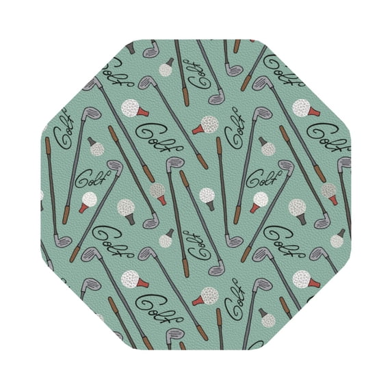 Lsque golf equipment Pattern 4" Drink Coasters Set of 6, Leather Absorbent Coasters, Table Coaster Set Decorative Coffee Cup Coasters Housewarming Gift,Octagon