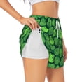 thumbnail image 1 of Lsque green Skull Printed Women's Running Shorts with Liner Pockets,Elastic Quick Dry Workout Athletic Gym Yoga Shorts,Womens High Waist Shorts-Small, 1 of 7