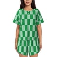 thumbnail image 1 of Lsque green party Pattern Women's Short-Sleeved Pajama Set - 2 Piece Soft and Lightweight Sleepwear Set-Large, 1 of 6
