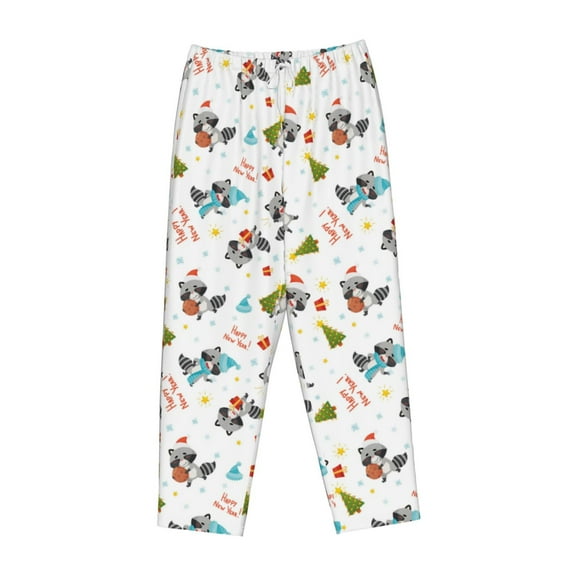 Lsque happy new year Raccoon Print Women's Pajama Pants, Lounge Pant - Comfortable Home Wear,Elastic Waistband, Stylish Design-Medium