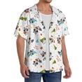 thumbnail image 1 of Lsque happy new year Raccoon print Men's Cuban Collar Short Sleeve Shirt Summer Beachwear Casual Button Down Fashionable Vacation Leisure Shirt-Small, 1 of 7