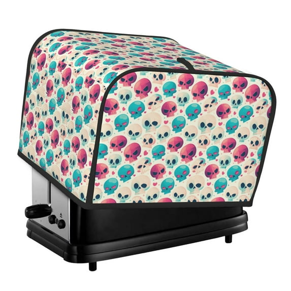 Lsque heart Skull cute Print 4 Slice Toaster Cover , Kitchen Appliance Dustproof Protector , Toaster Protector Dustproof Kitchen Appliance Cover