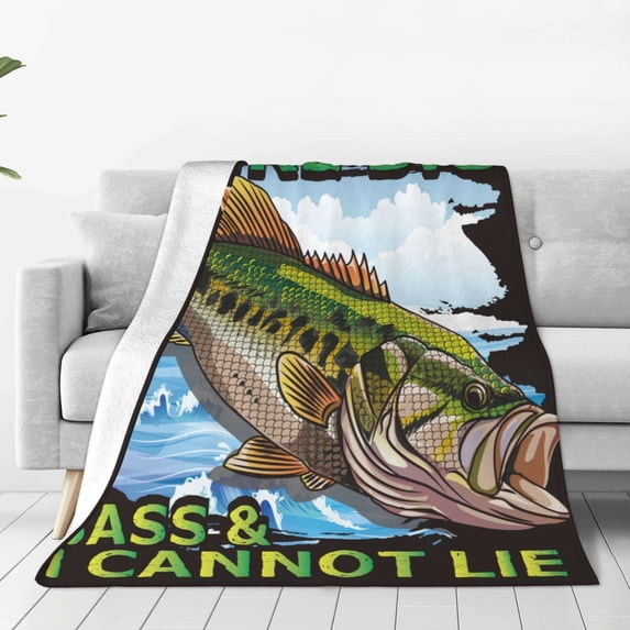 Lsque i like big Bass & i cannot lie Pattern Fuzzy Fleece Throw Blanket Extra Large,Super Soft,Fluffy and Warm Blankets for Couch,Bed,All Season Use-60"x50"