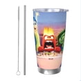 thumbnail image 1 of Lsque inside out 2 Pattern 20oz Car Cup with Lid and Straw, Insulated Coffee Cup with Straw Topper, Spill Proof Travel Coffee Mug, Stainless Steel Tumble, 1 of 8