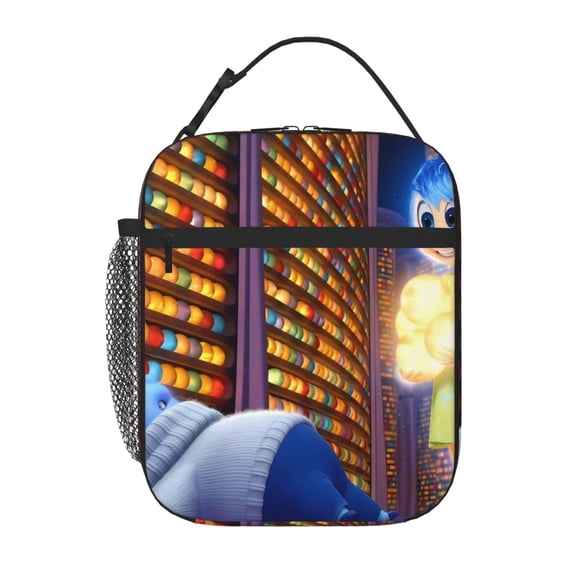 Lsque inside out 2 Pattern Insulated Lunch Bag – Lunch Box with Thick Insulation & Food-Grade PEVA Lining, Functional Compartments & Detachable Handle