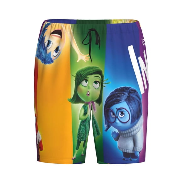 Lsque inside out 2 Mens Sleep Pajama Shorts,Short Pajama Pants, Cotton Ultra-Soft Knit-Small