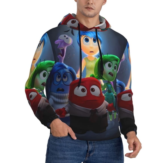 Lsque inside out 2 Pattern Casual Men's Hoodie,Hooded Sweatshirt with Kangaroo Pocket,Pullover Hoodie-3X-Large
