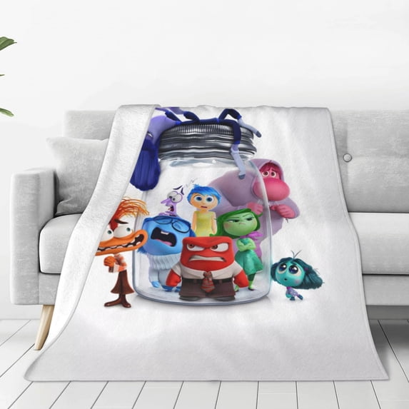 Lsque inside out 2 Pattern Fuzzy Fleece Throw Blanket Extra Large,Super Soft,Fluffy and Warm Blankets for Couch,Bed,All Season Use (40"x30")