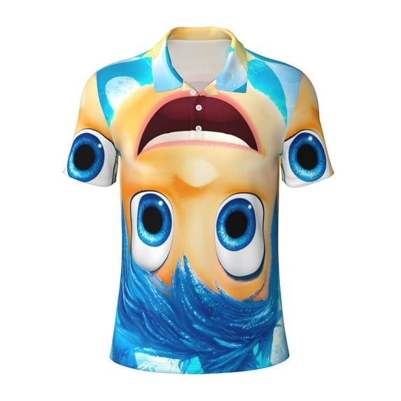 Lsque inside out 2 Pattern Golf Shirts for Men Dry Fit Print Moisture Wicking Performance Short Sleeve Polo Shirt-3X-Large