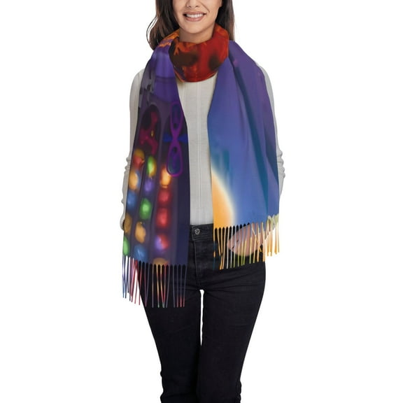 Lsque inside out 2 Pattern Women's Traditional Scarf Wrap Tassel Shawl Fringes Neck Head Shawl Retro Scarf